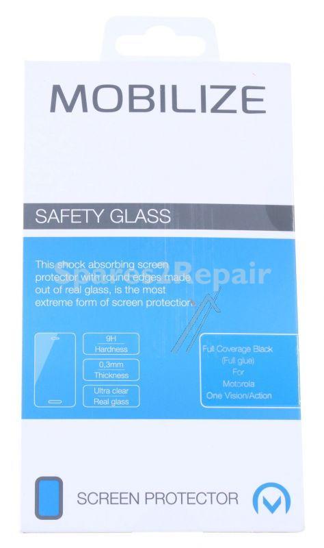 Mobilize Display Protective Film - 53430 Mobilize Glass Screen Protector - Black Frame - Motorola One Vision-action