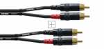 Cordial Neutrik Stereo Cable Phono Plug - Stereo-audiolead, 2x Phono Plug - 2x Phono Plug, 3m