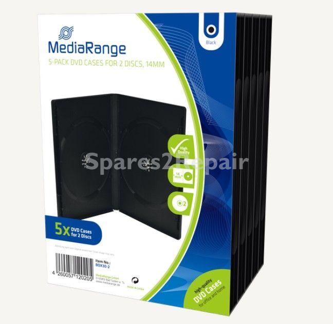 Mediarange Cd-organiser - Box30-2 Mediarange Dvd Case For 2 Discs 14mm Black 5-pack