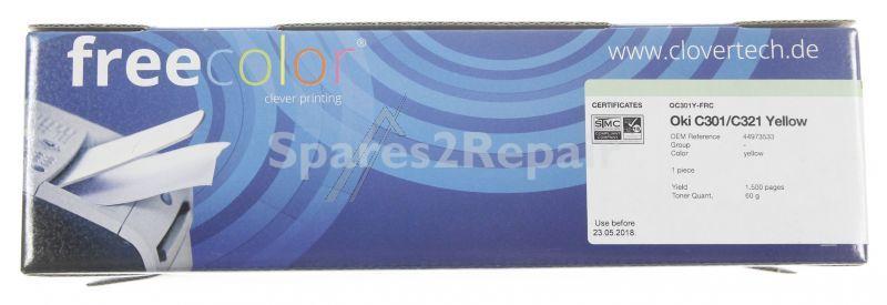 Freecolor Toner Cartridge - Oc301y-frc K18020f7 Toner Yellow For Oki 44973533