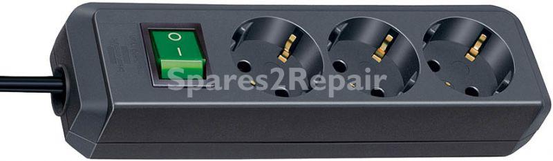 Brennenstuhl Three-way Plug Adaptor - Eco-line Three-way Plug Adaptor Black 3m